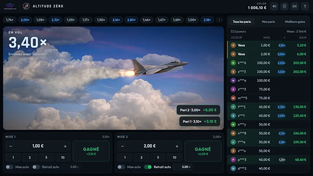 Jet Altitude Zero sedang terbang dengan pengganda yang meningkat