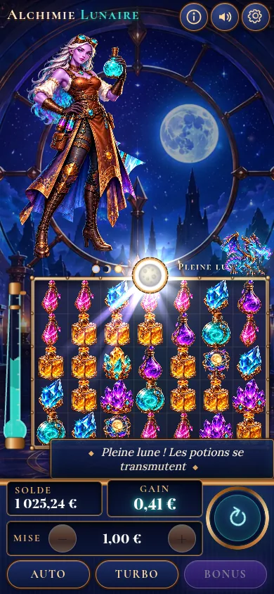 Lunar Alchemy en un teléfono en vertical
