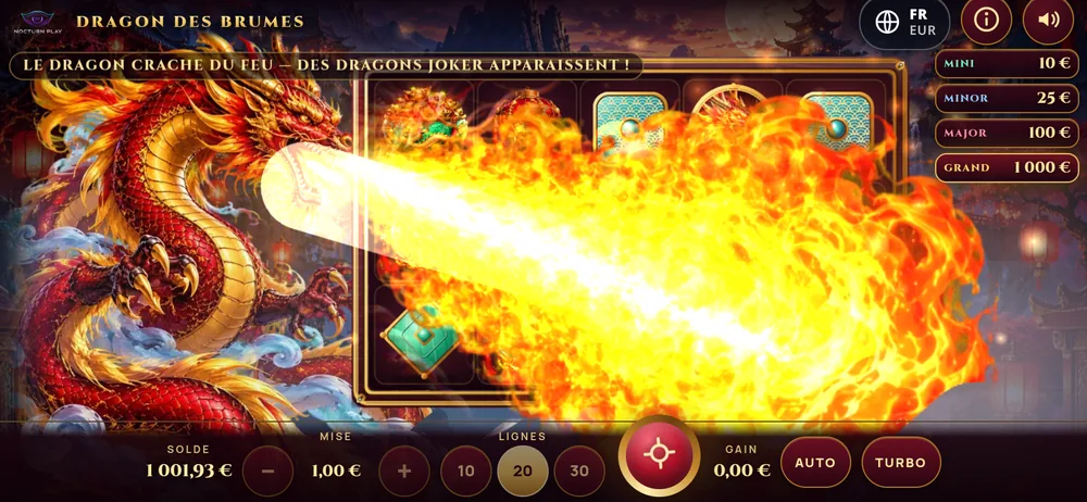 Mist Dragon dimainkan pada telefon bimbit dalam posisi melintang